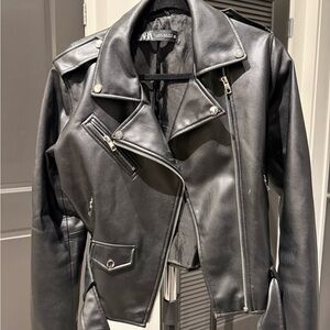 Zara Black Leather Biker Jacket